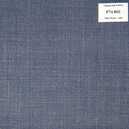 F74.066 Kevinlli V6 - Vải Suit 70% Wool - Xanh Dương Trơn